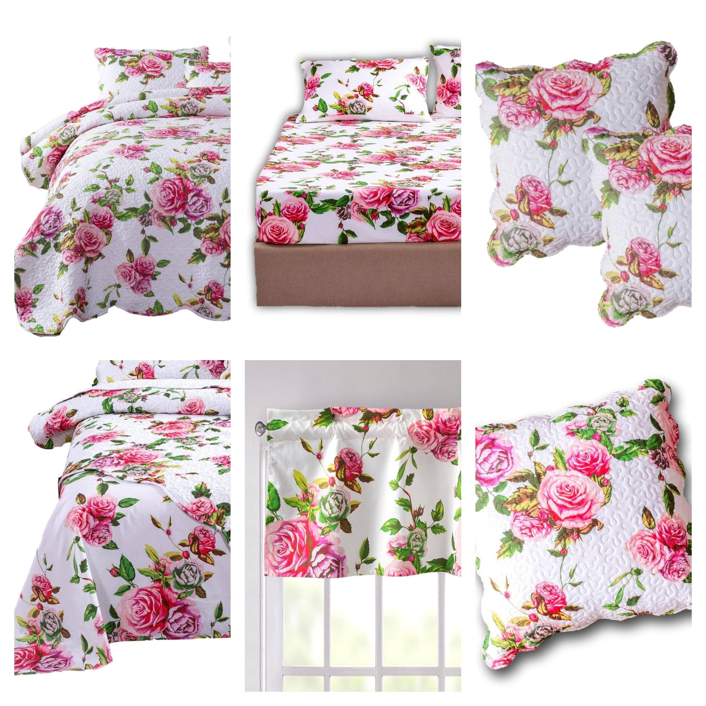 Bedding Bed in a Bag Bundle Set - Romantic Roses Lovely Blooming Floral Bedding Set (JHW-879)