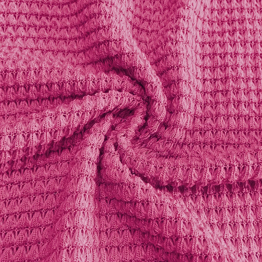 Plus Size Women's Casual V-Neck Pineapple Texture Knit Top Solid Color Long Sleeve Breathable Pullover For Spring Fall