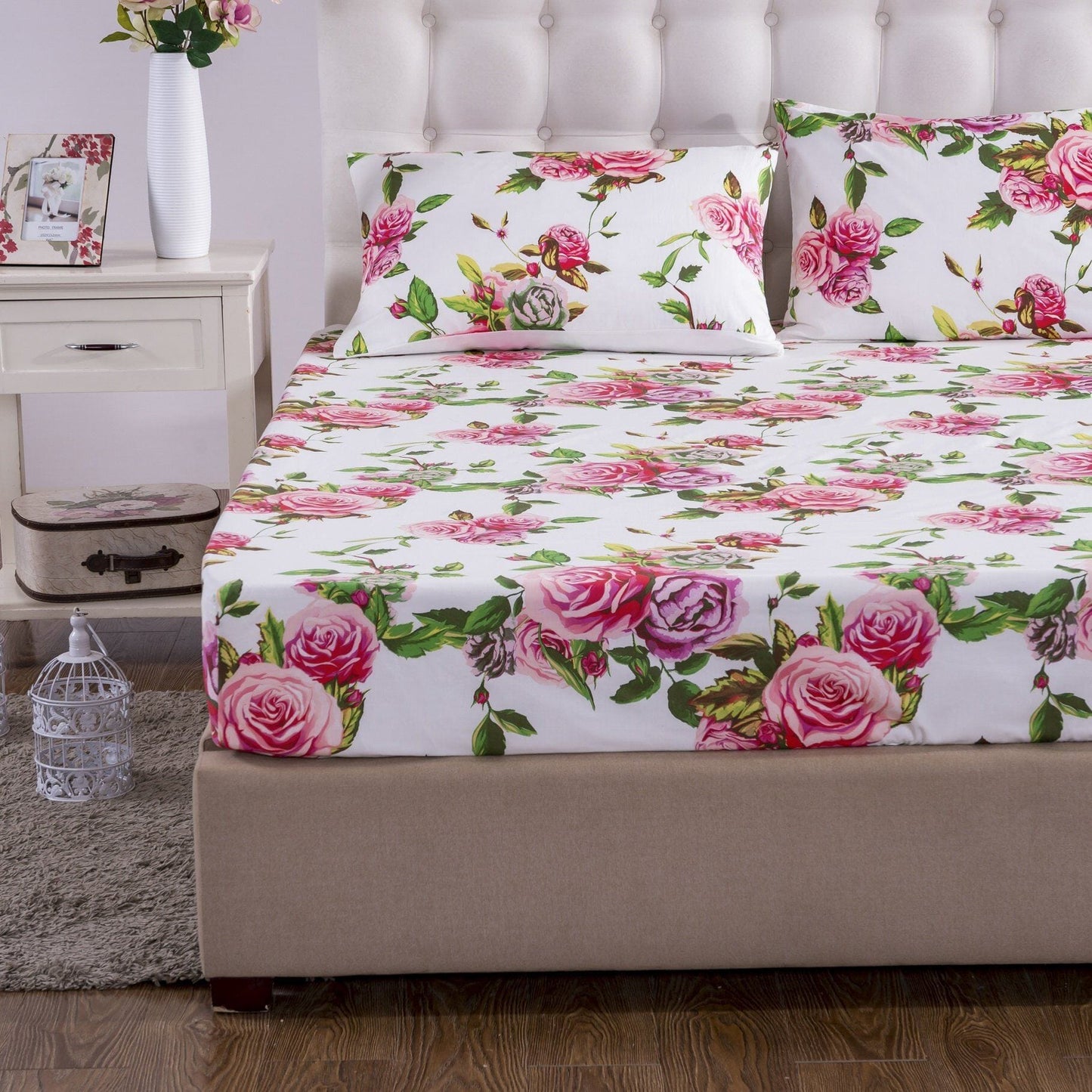 Bedding Bed in a Bag Bundle Set - Romantic Roses Lovely Blooming Floral Bedding Set (JHW-879)