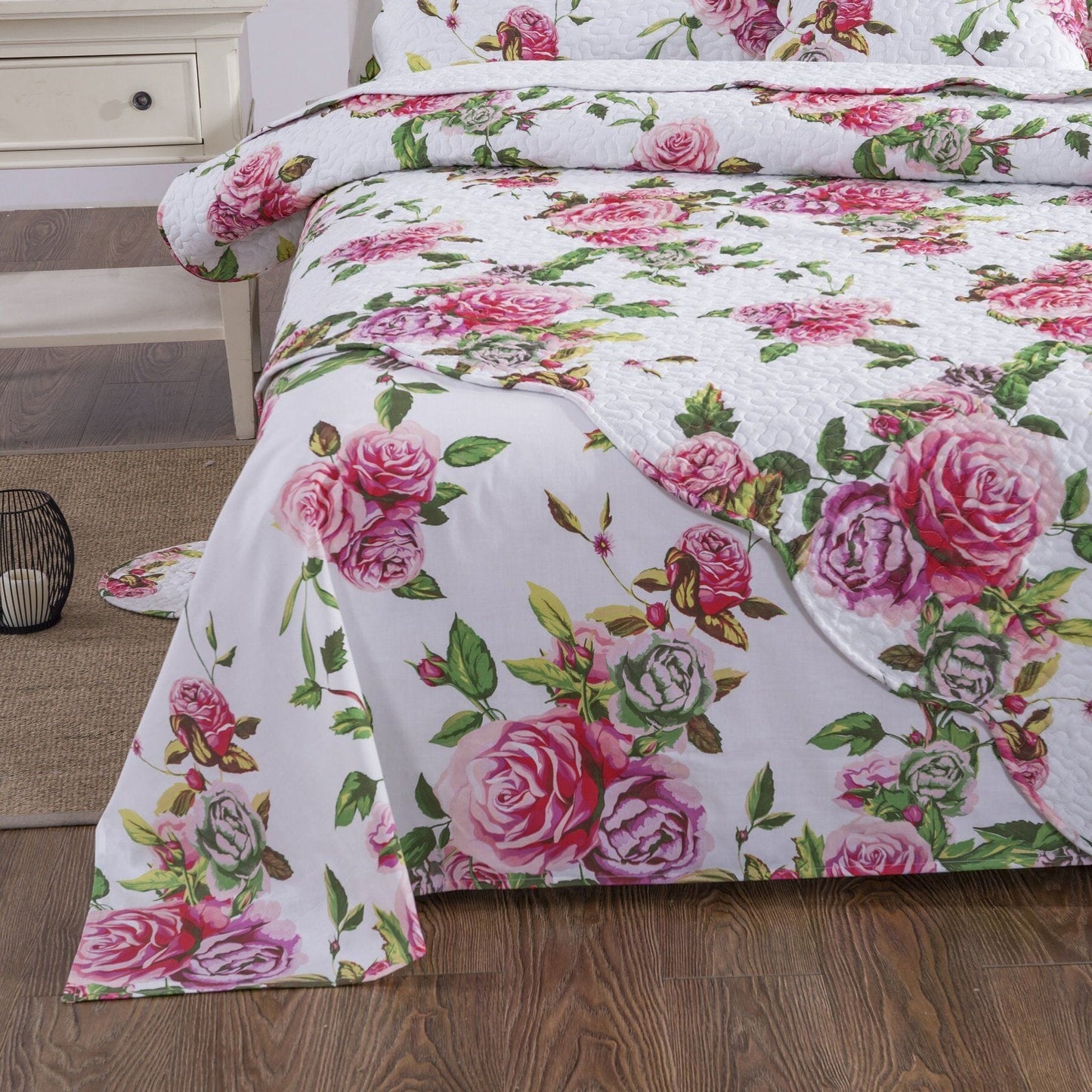 Bedding Bed in a Bag Bundle Set - Romantic Roses Lovely Blooming Floral Bedding Set (JHW-879)