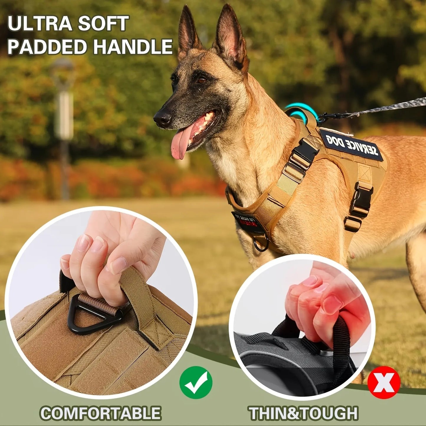 American Local Tactical Pet Service Dog Harness Vest Adjustable Reflective Dog Harness Metal Buckle Hiking Training