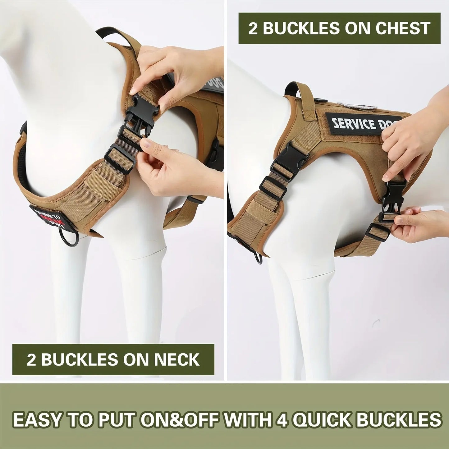 American Local Tactical Pet Service Dog Harness Vest Adjustable Reflective Dog Harness Metal Buckle Hiking Training