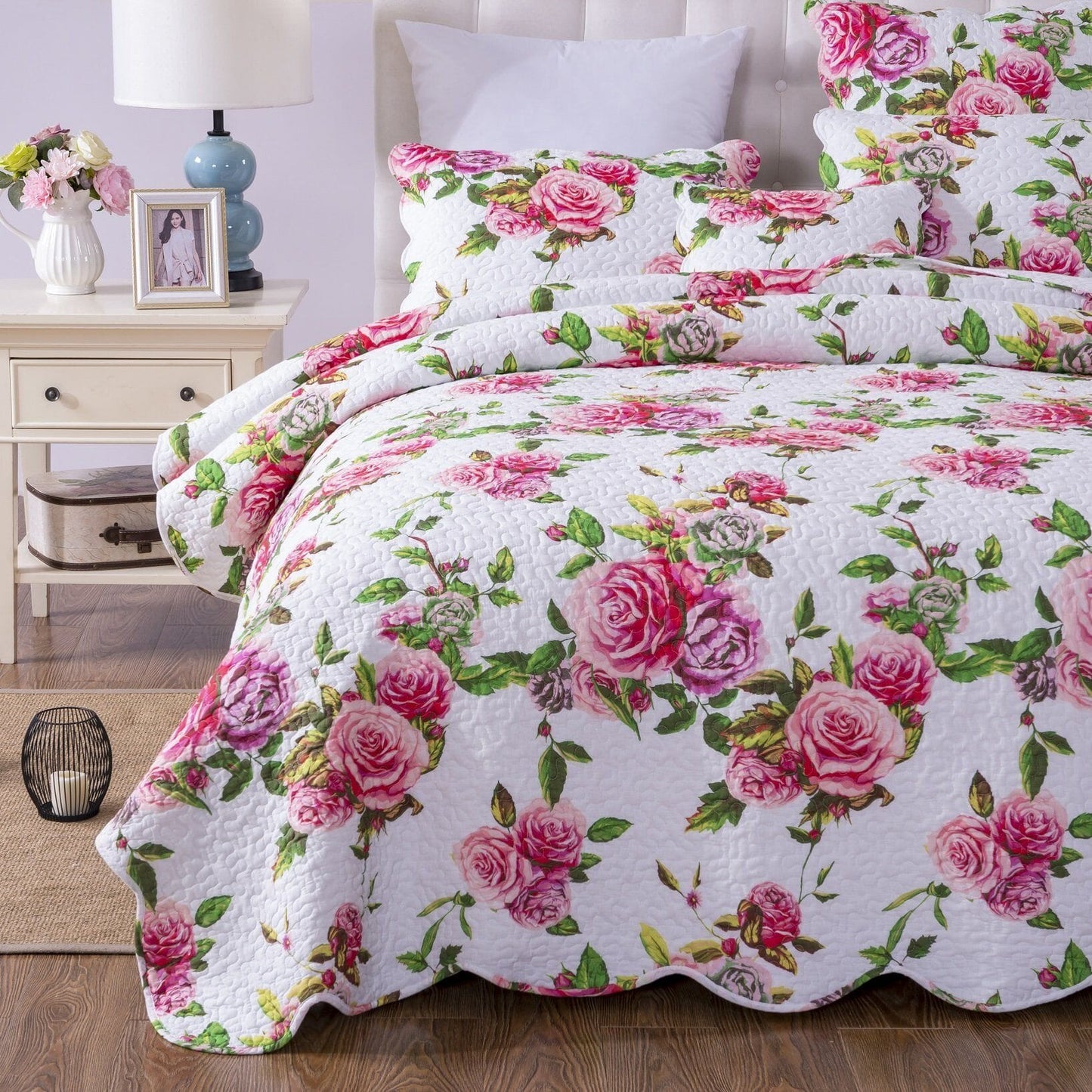 Bedding Bed in a Bag Bundle Set - Romantic Roses Lovely Blooming Floral Bedding Set (JHW-879)