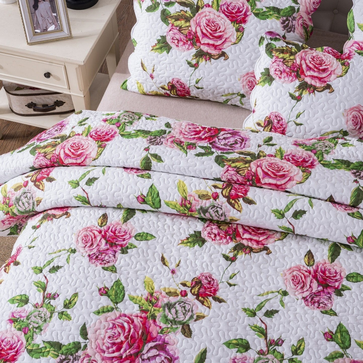 Bedding Bed in a Bag Bundle Set - Romantic Roses Lovely Blooming Floral Bedding Set (JHW-879)