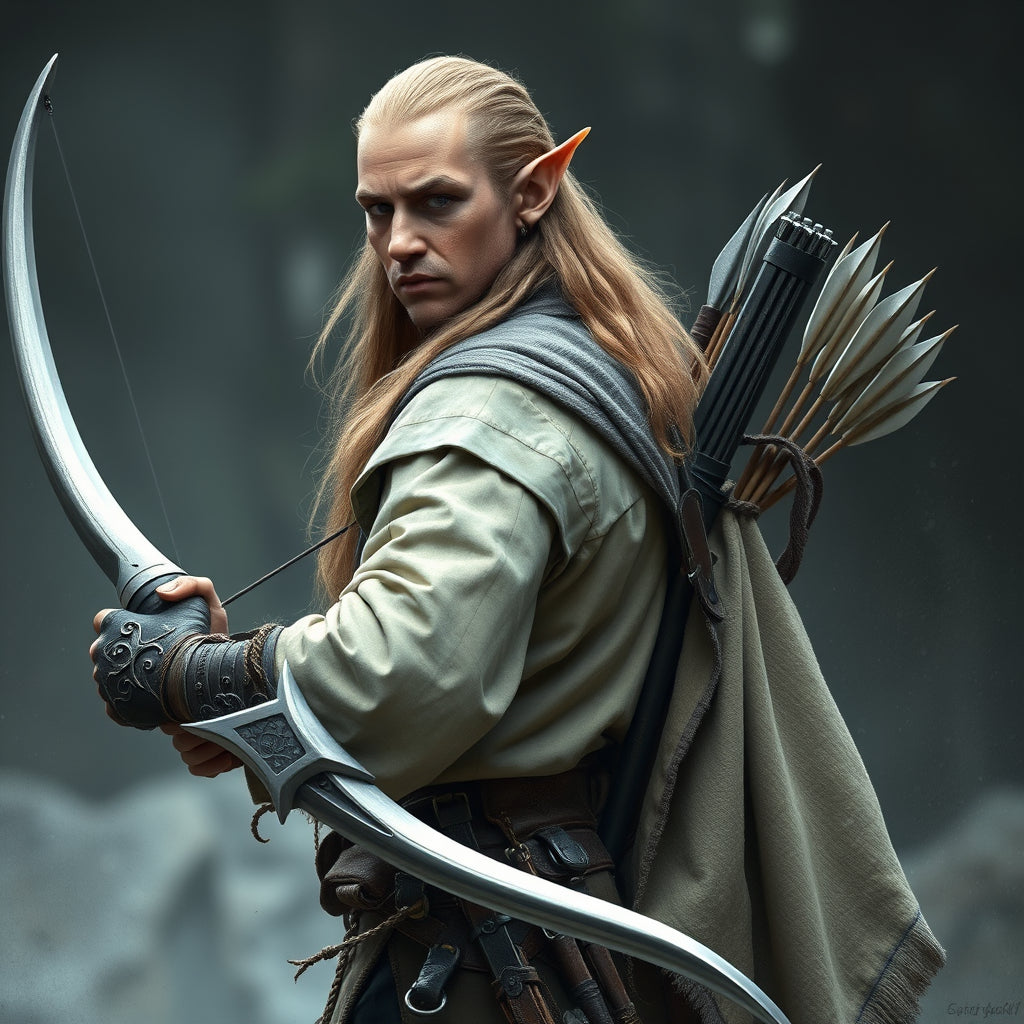 Elven man with silver bow Can koozie