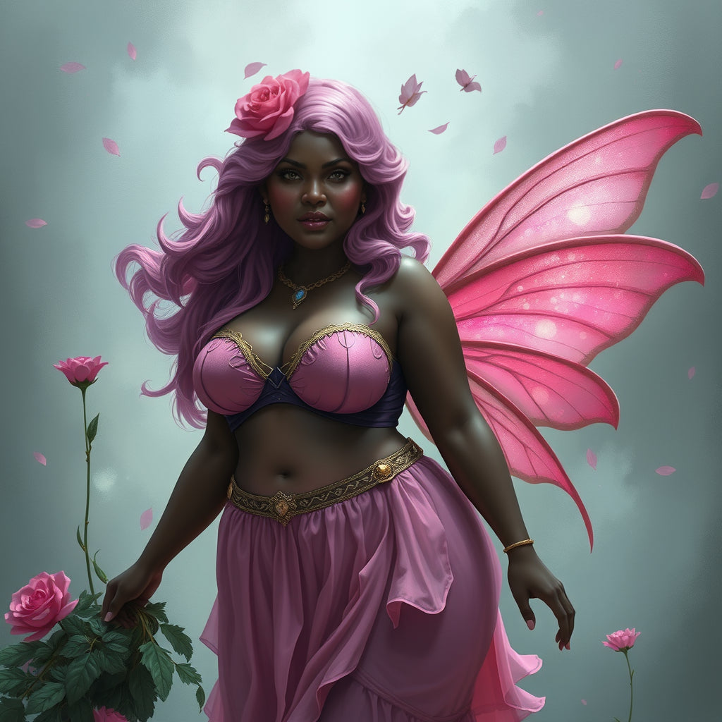 pink fairy with roses Mug with Color Inside