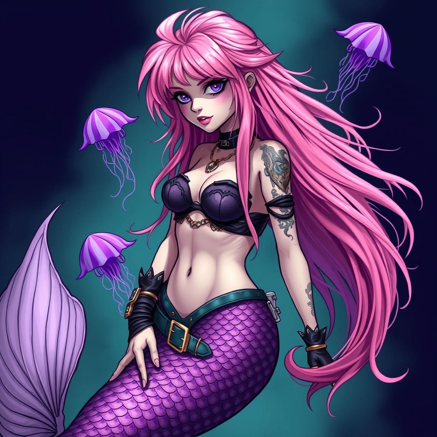 Punk mermaid Mug with Color Inside