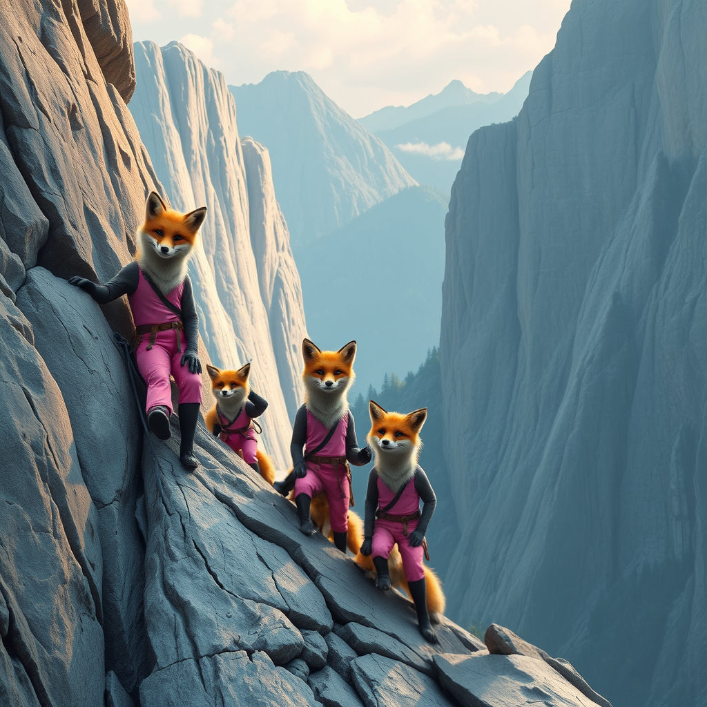 Rock climbing foxes Can koozie