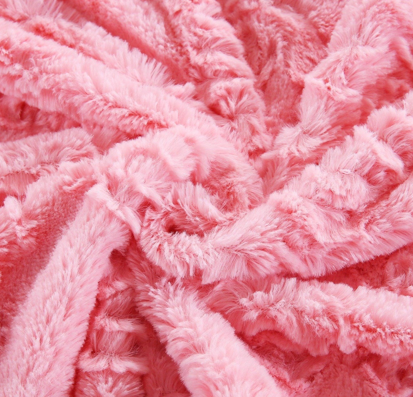 Bedding Luxury Blossom Pink Rose Buds Pink Sherpa Backside Faux Fur Throw Blanket (BL-171752)