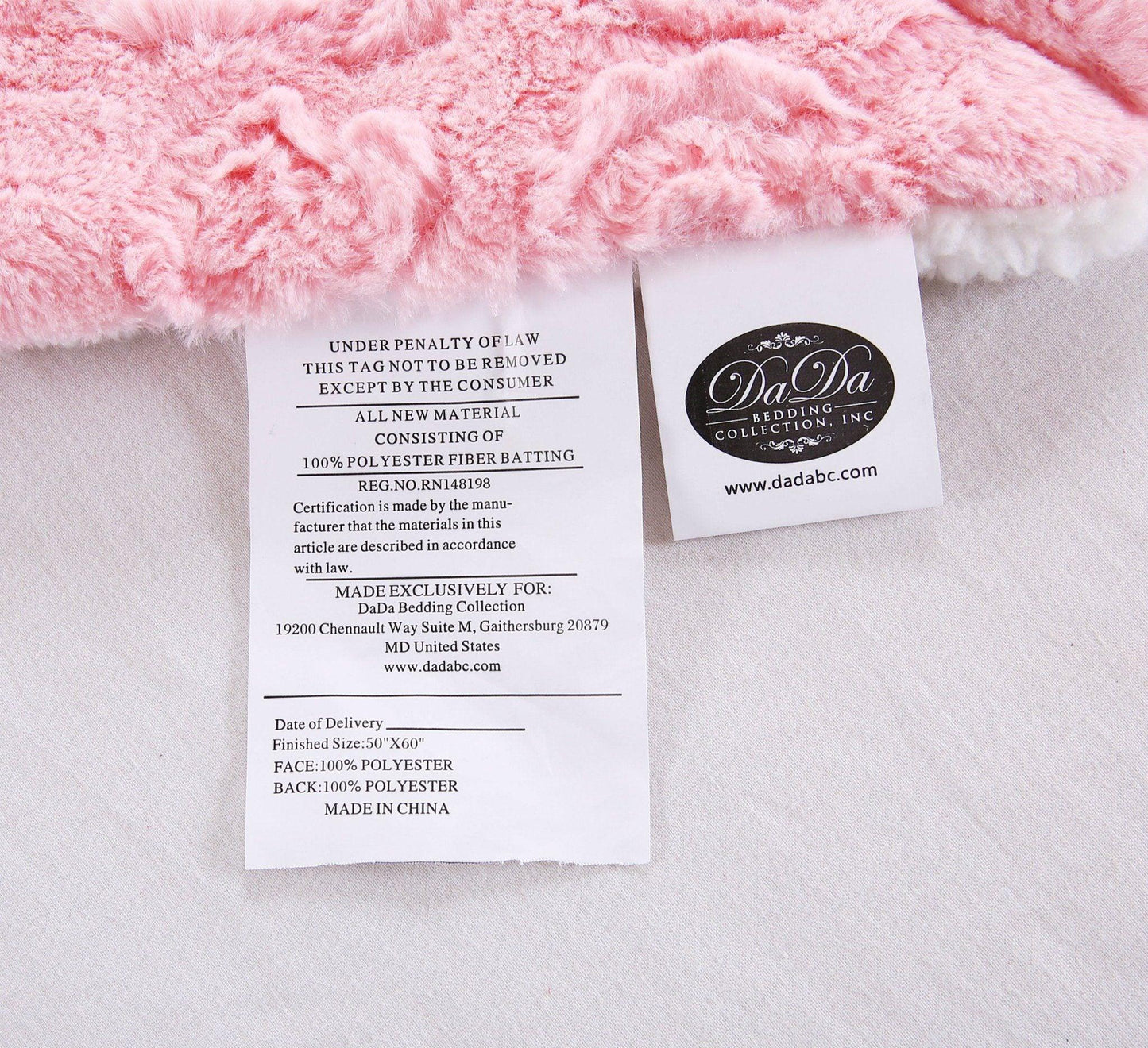 Bedding Luxury Blossom Pink Rose Buds Pink Sherpa Backside Faux Fur Throw Blanket (BL-171752)