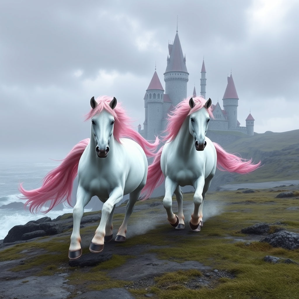 white horses and castle Mug with Color Inside